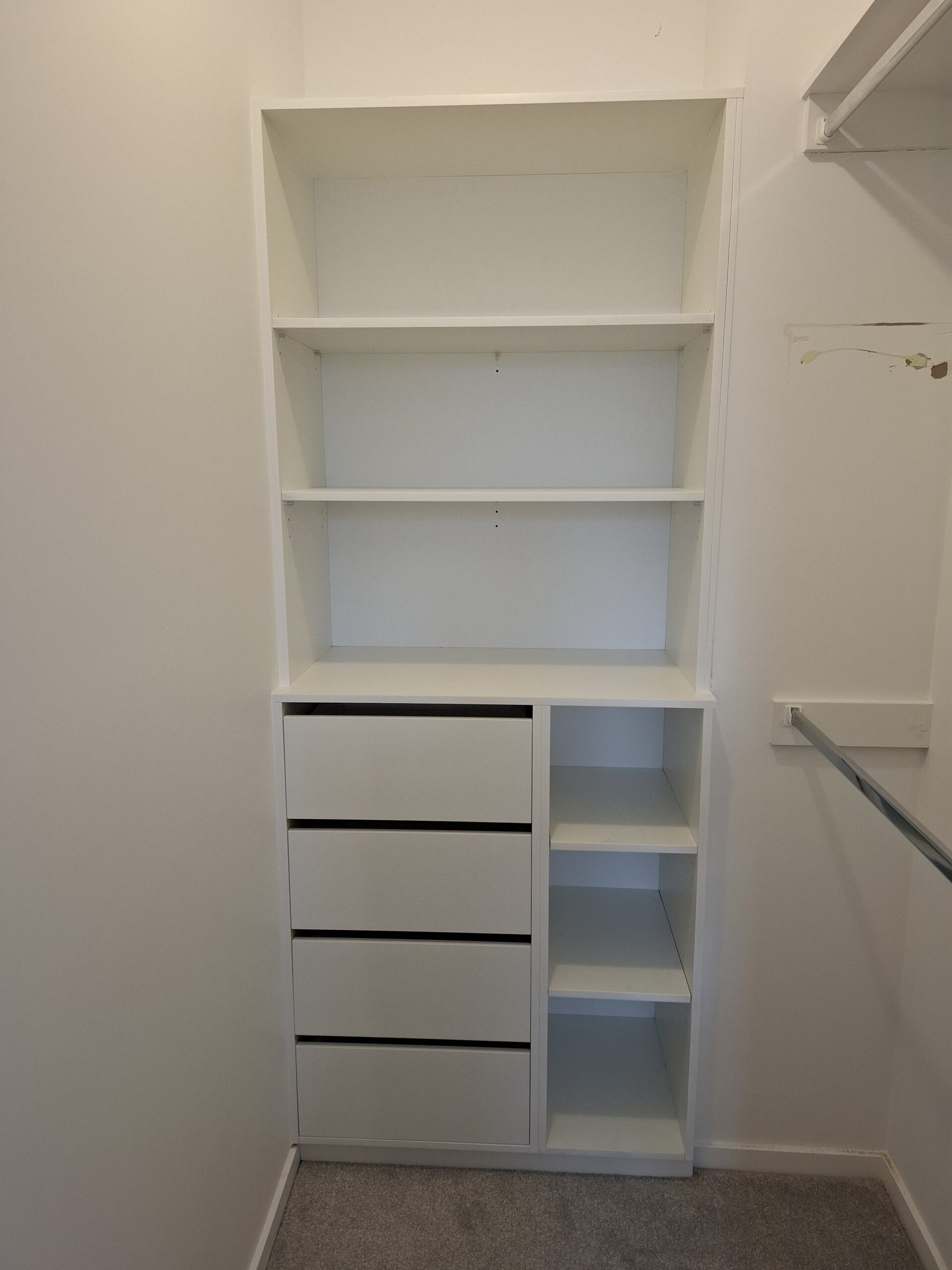 drawers and shelves in the nook